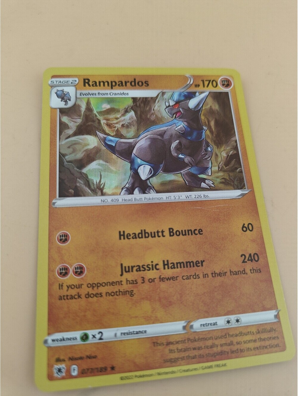 Pokemon Rampardos 077/189 Holo Rare Astral Radiance Near Mint